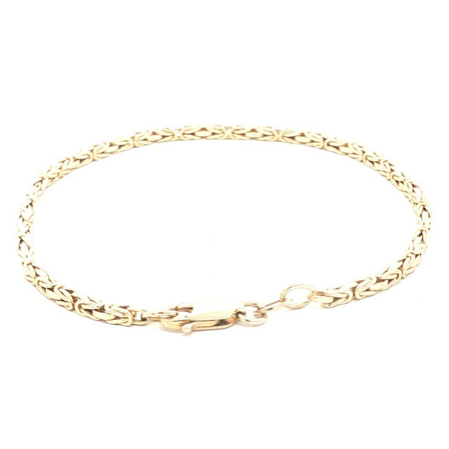 Byzantine A Vintage Solid 14k Yellow Gold Byzantine Link 7" Bracelet For Sale - Image 3 of 4