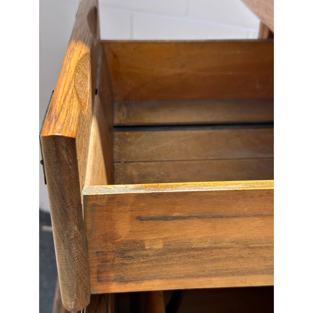 Antique Five Drawer Oak and Brass File Cabinet Yawman & Frbe MFG Co. For Sale - Image 11 of 18