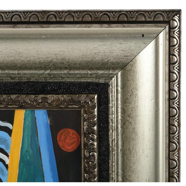 Framed "Jazz Geometry" Mixed Media on Board For Sale - Image 4 of 10