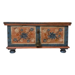 Antique Hand Painted Wedding Chest For Sale