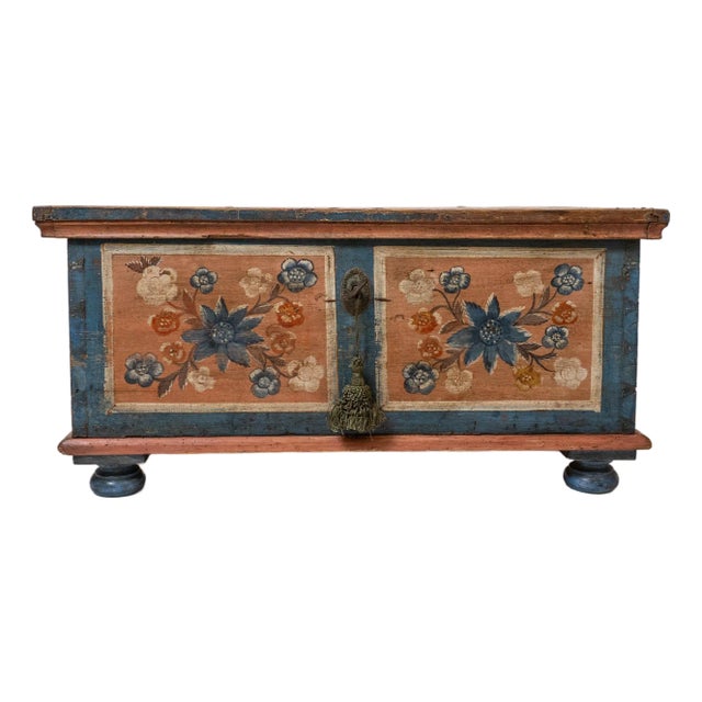 Antique Hand Painted Wedding Chest For Sale