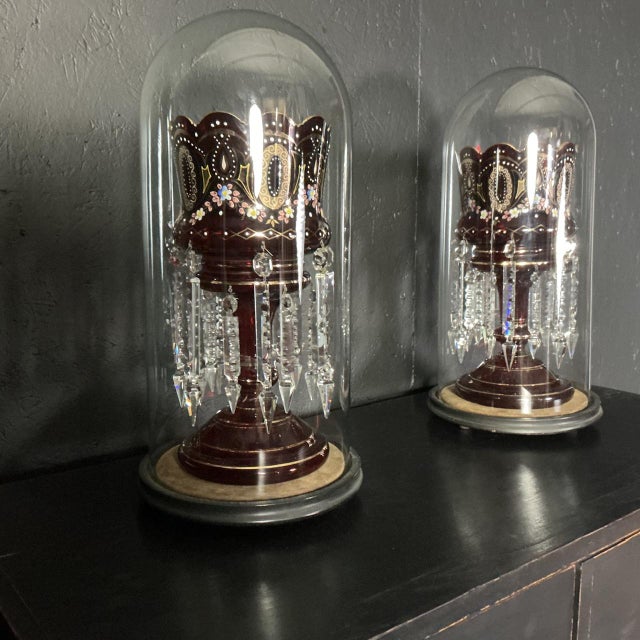 Victorian Ruby Glass Lustres, 1895, Set of 2 For Sale - Image 4 of 8