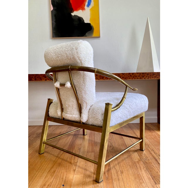Vintage Mastercraft Brass Empress Lounge Chair in Faux ...