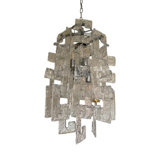 Transparent and Silver Chandelier in Murano Glass by Simoeng For Sale