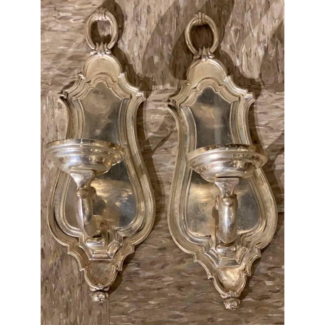 1900 - 1909 1900s Caldwell Silver Plated One Light Sconces - a Pair For Sale - Image 5 of 6