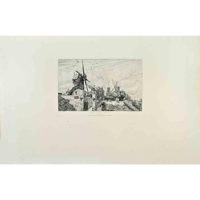 Jacques Endzel, Le Moulin de la Galette, Etching, 1870s For Sale