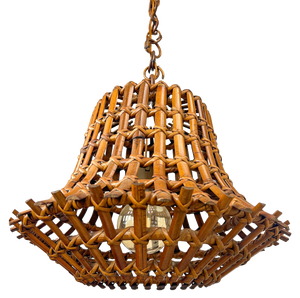 Bamboo & Rattan Pendant Lamp by Louis Sognot, France, 1960s