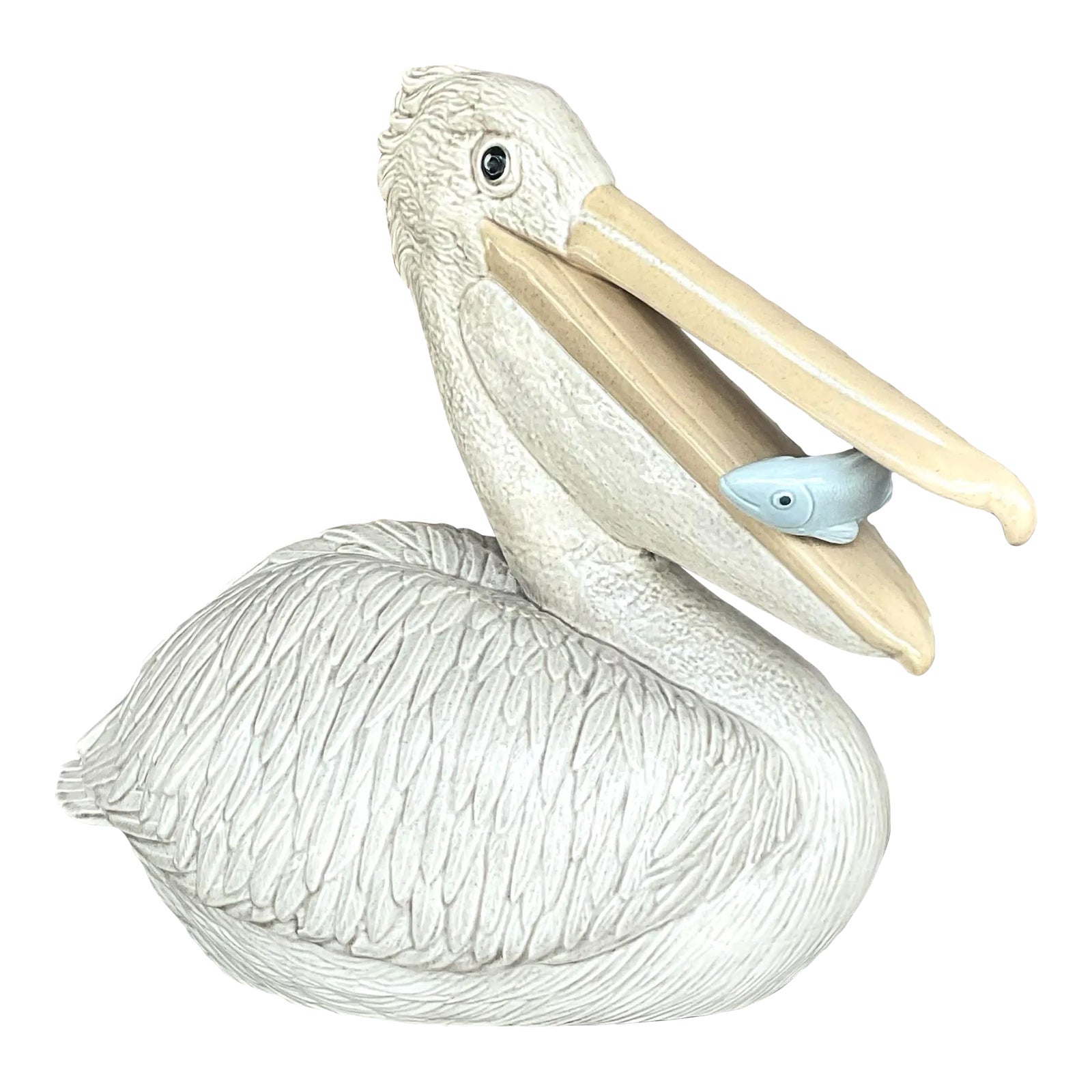 Vintage Coastal Glazed Ceramic Pelican | Chairish