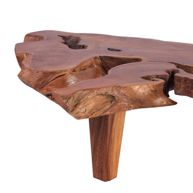 Wood Organic Modern Slab Coffee Table For Sale - Image 7 of 8