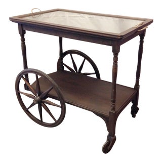 Antique Oak Bar Cart For Sale
