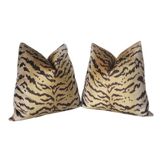 Italian Scalamandre Silk Blend Throw Pillows- a Pair For Sale