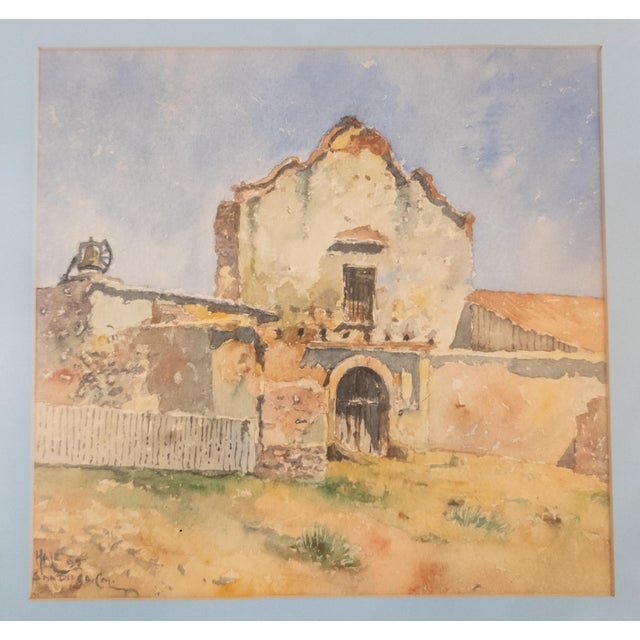 We are selling this nice watercolor of a San Diego Mission. This California watercolor is well done and signed lower left...