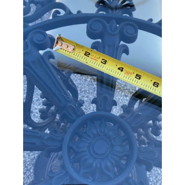 1960s Vintage Hollywood Regency Curule Chair Wrought Iron Round Dining Set - 5 Pc Set For Sale - Image 12 of 12