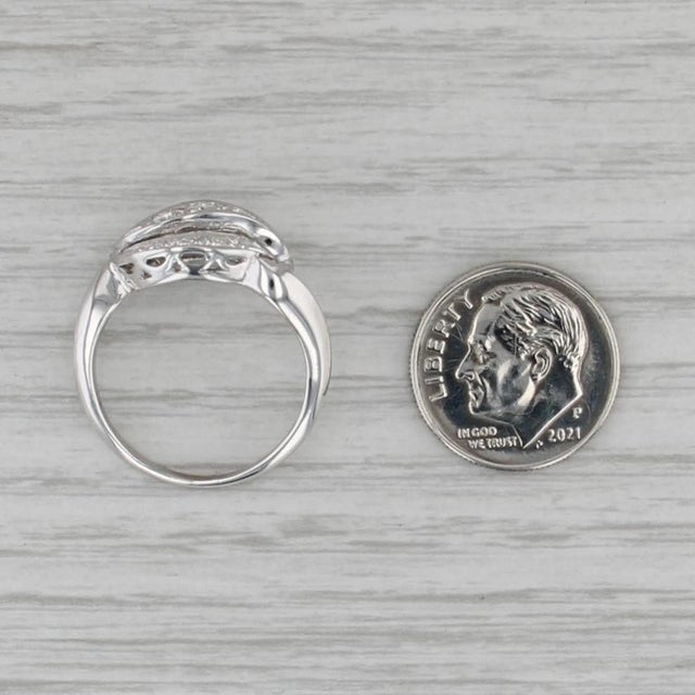 0.18ctw Scalloped Diamond Ring 14k White Gold Size 7.5 For Sale In Greensboro - Image 6 of 8