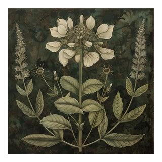 Dark Green Botanical Study No. 5 - Vintage Herbarium Style Fine Art Print For Sale