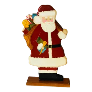 Cute Vintage Retro Santa Claus Wood Display Sign