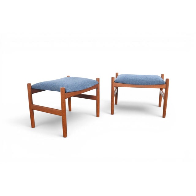 Mid-Century Modern Pair of Danish Teak Ottomans by Spottrup For Sale - Image 3 of 5