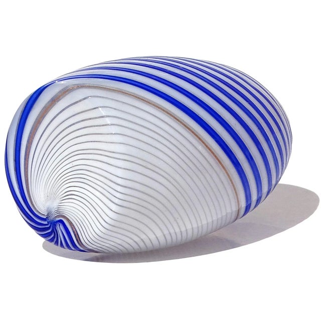 Vintage Murano Dino Martens 1950s Blue White Aventurine Swirl Italian Art Glass Flower Bud Vase For Sale In Orlando - Image 6 of 6
