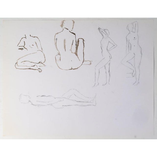 Evelyne Luez, Depicting Nude Women, 20th Century, Pencil on Paper For Sale - Image 9 of 9