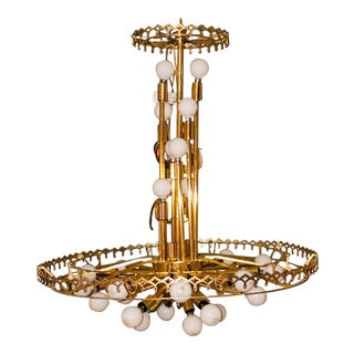 Mid-Century Italian Sciolari-Style Brass 30-Bulb Sputnik Chandelier For Sale