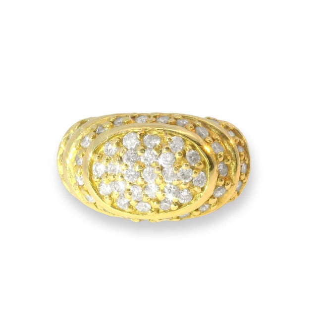 Mid-Century Modern Mid 20th Century 14k Yellow Gold Diamond Designer Tiered Dome Band Ring, Size 6.75 For Sale - Image 3 of 4