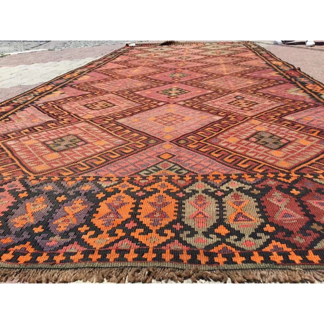Rustic Oversized Vintage Turkish Kilim Rug - 72" X 176" For Sale - Image 3 of 10