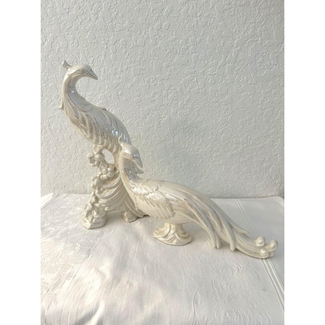 Mid-Century Lusterware Ceramic Pheasants, a Pair For Sale - Image 4 of 12