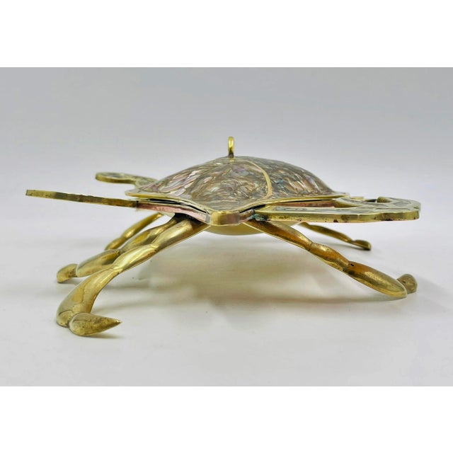 1960s Rare Los Castillo Taxco "Crab" Abalone & Brass Jewelry Box, Mexican Silversmith For Sale - Image 9 of 18