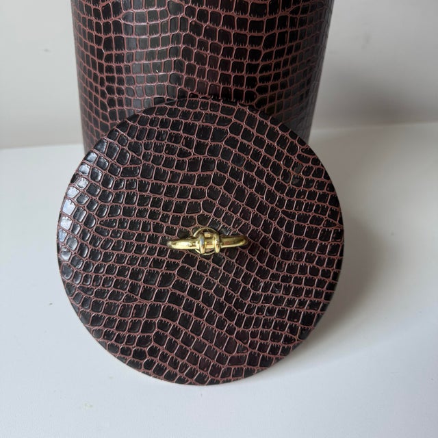 Metal 1970s Faux Crocodile Ice Bucket For Sale - Image 7 of 8