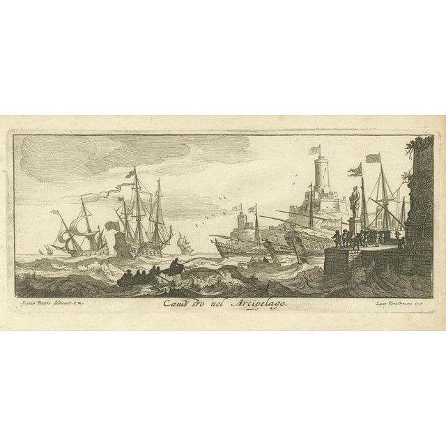 Lucas Vorsterman after Jan Peeters, Maritime Scene in the Aegean Archipelago with Fortifications & Ships, 1680, Print For Sale - Image 5 of 6