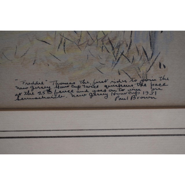 Early 20th Century Freddie Thomas the First Rider to Win the New Jersey Hunt Cup Twice Quickens the Pace at the 25th Fence and Goes on to Win 1931 Gouache by Paul Brown For Sale - Image 5 of 7