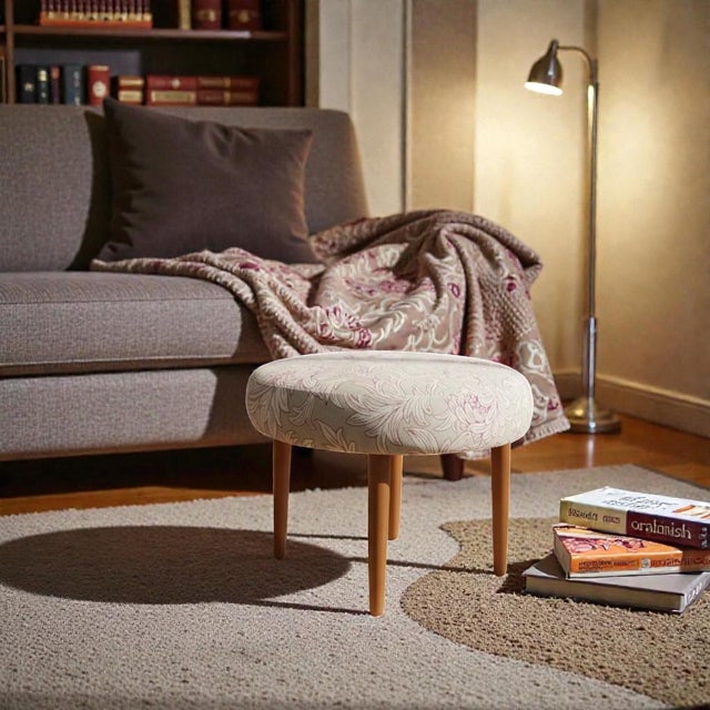 Round Stool in Chrysanthemum Toile from Morris & Co, 1960s For Sale - Image 4 of 13