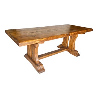 Early 20th Century French Walnut Trestle Refectory Monastery Dining Table For Sale