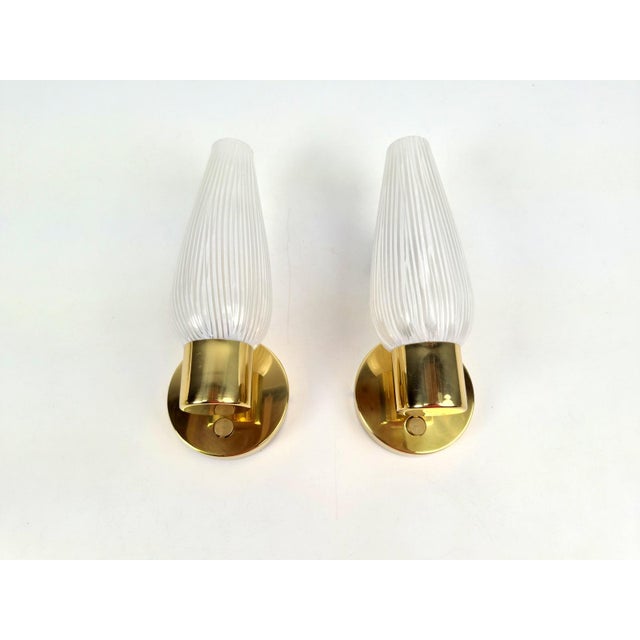 Gold Mid-Century Swedish Wall Lamps in Brass and Glass, 1970, Set of 2 For Sale - Image 8 of 10