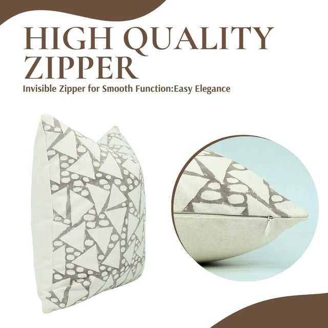 Art Deco Fabdivine Indian Block Print Cushion Cover 20x20 Inch Thick Cotton-Triangle For Sale - Image 3 of 5