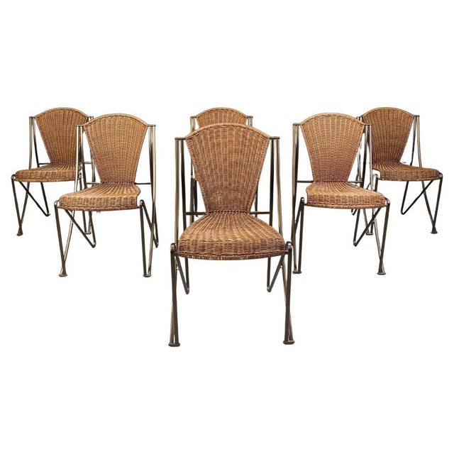 Abanica Chairs in Wicker attributed to Oscar Tusquets for Aleph, 1990s, Set of 6 For Sale - Image 12 of 12