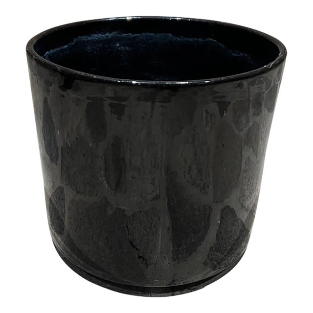 Architectural Modern Black Planter Art Pottery For Sale
