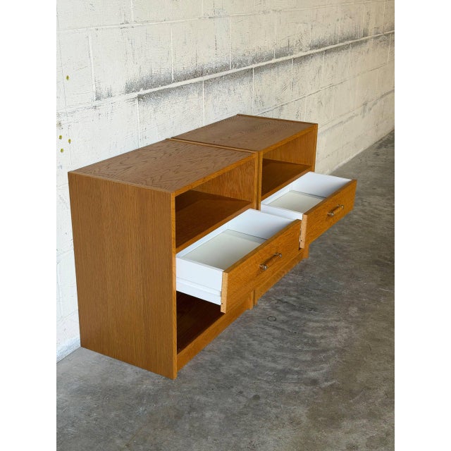 Oak Nightstands With Open Cubbies and Drawers Set of 2 Mid-Century Modern 1970s For Sale - Image 4 of 10