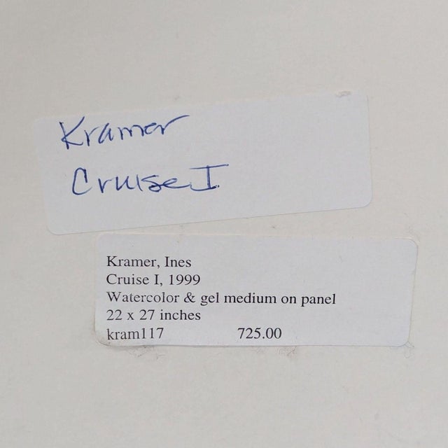 Abstract Mixed Media Framed Artwork by Ines Kramer “Cruise I”, Signed 1999 For Sale - Image 4 of 6