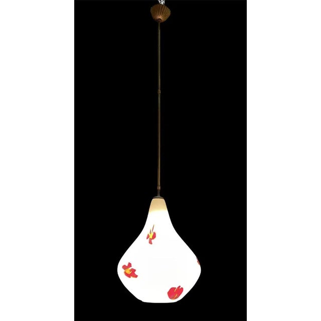 Vintage Opaline Glass Pendant Lamp For Sale - Image 4 of 8