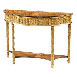 19th Century Small Neoclassical Giltwood Demi-Lune Console Table For Sale