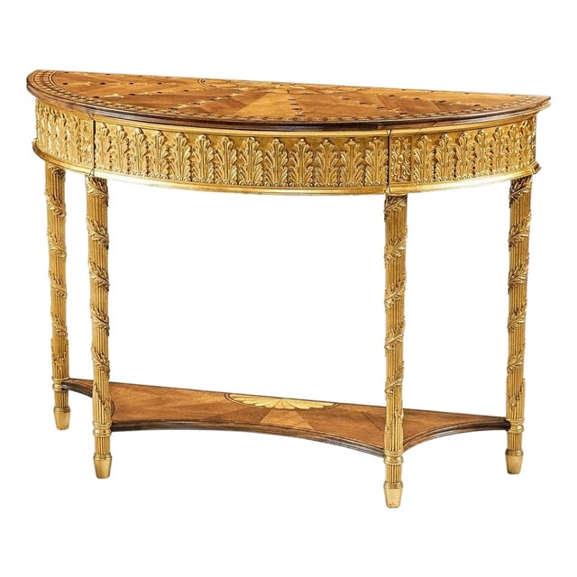 19th Century Small Neoclassical Giltwood Demi-Lune Console Table For Sale