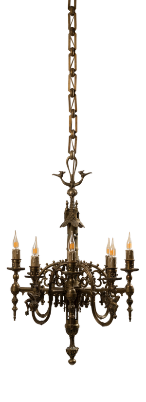 Neo-Gothic Style Gilt Bronze Chandelier, 1880