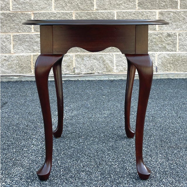 2000s Ethan Allen Georgian Court Traditional Queen Anne Solid Cherry