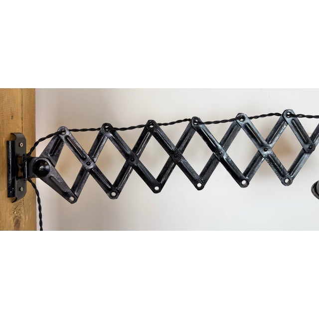 Industrial Black Enamel Scissor Wall Lamp, 1950s For Sale - Image 13 of 18