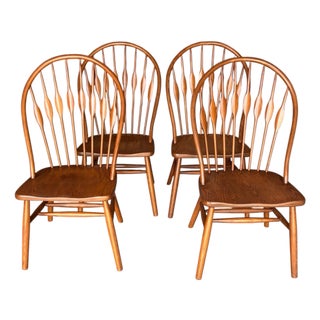 1980s F. W. Lombard - Hans Wegner Design Solid Ash Wood Peacock Dining Chairs For Sale