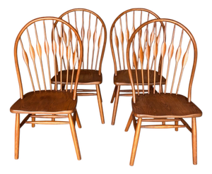 1980s F. W. Lombard - Hans Wegner Design Solid Ash Wood Peacock Dining Chairs