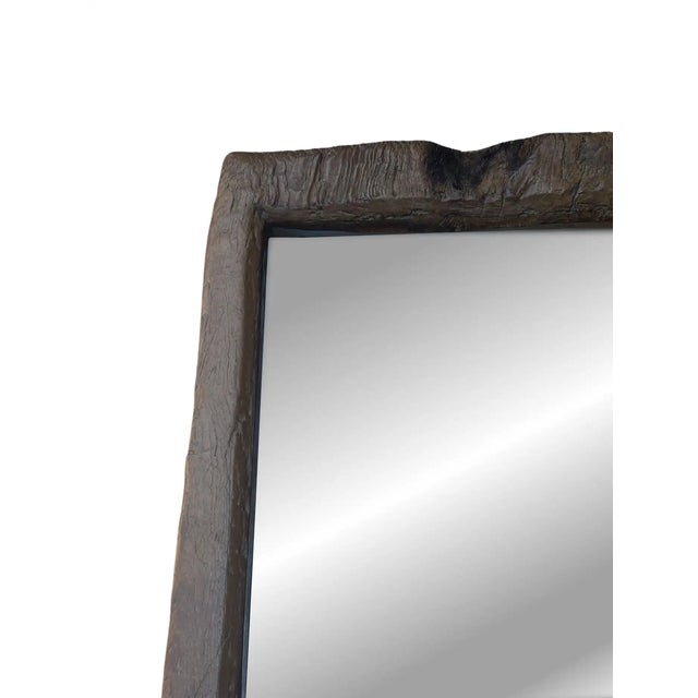 Rustic Teak Wood Mirror With Age Related Patina & Markings Designed by Tiempo Furniture & Decor For Sale - Image 6 of 8