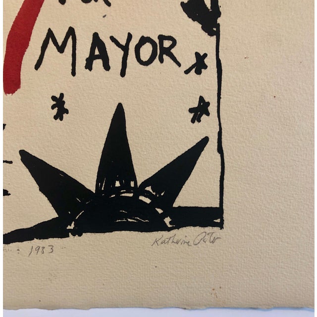 Abstract Expressionism Katherine Porter, Abstract Expressionist Watercolor Painting Woodblock Political Poster Mel King, 1983 For Sale - Image 3 of 7