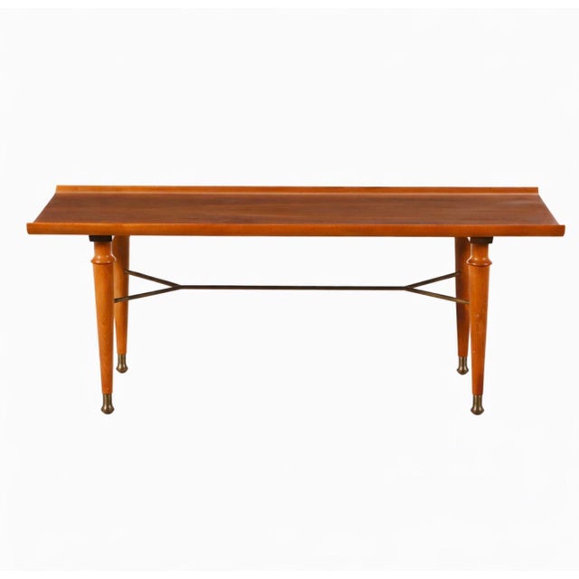 Mid-Century Modern Danish Modern Style Teak and Brass Coffee Table, Mid-20th Century For Sale - Image 3 of 7